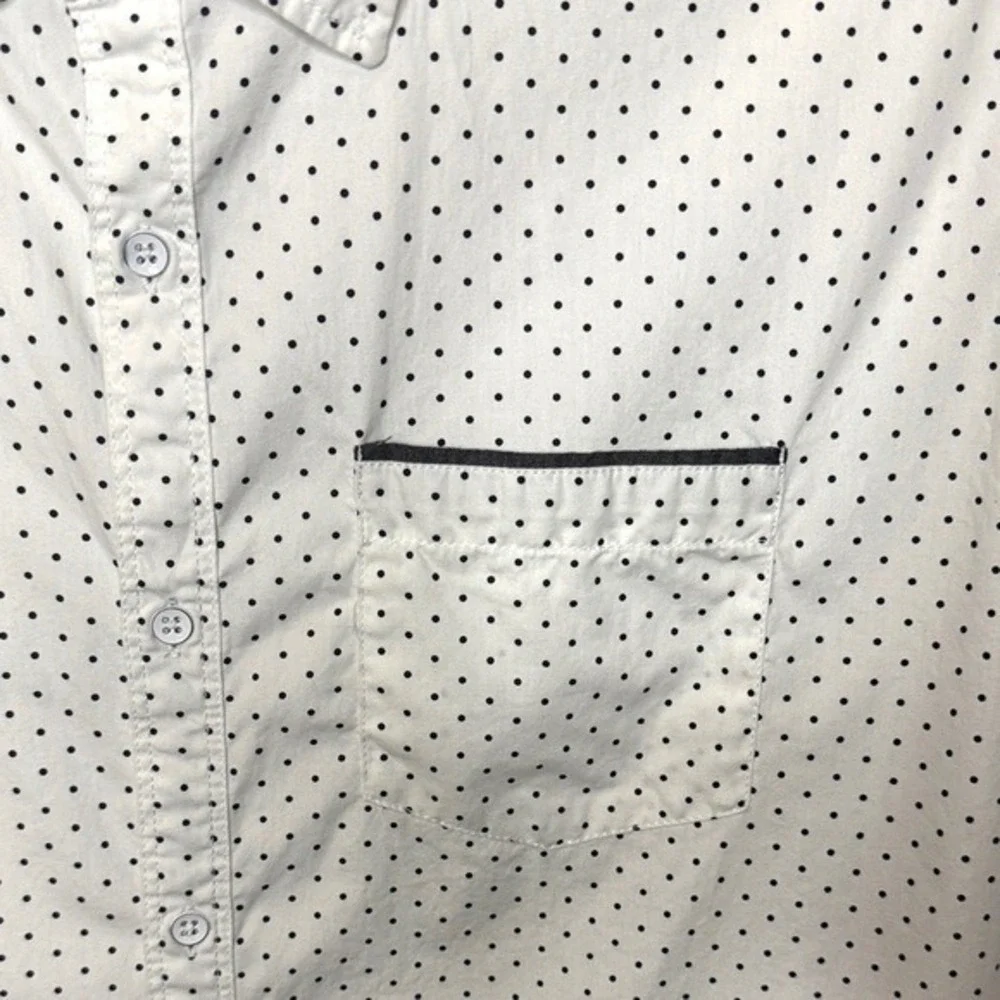 PD&C Peached Poplin Mens‎ XL White Black Polka Dot Button Down Shirt PW9B24C98W